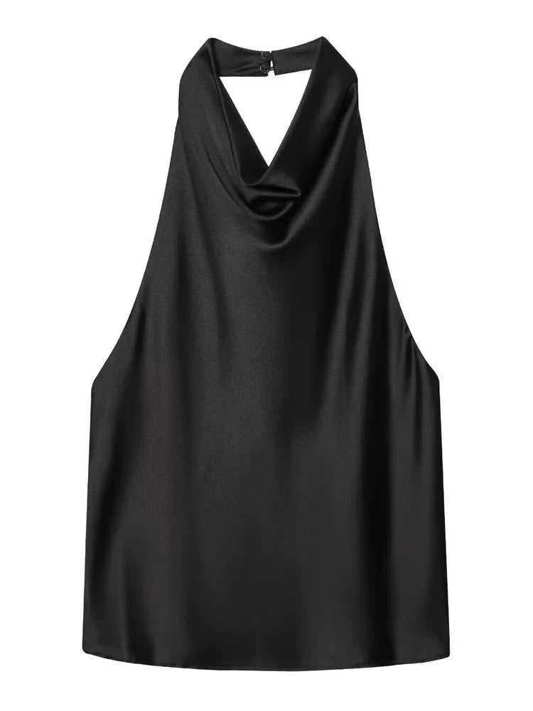 Satin Halter Corset Tank