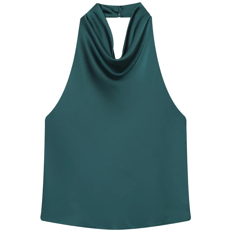Satin Halter Corset Tank