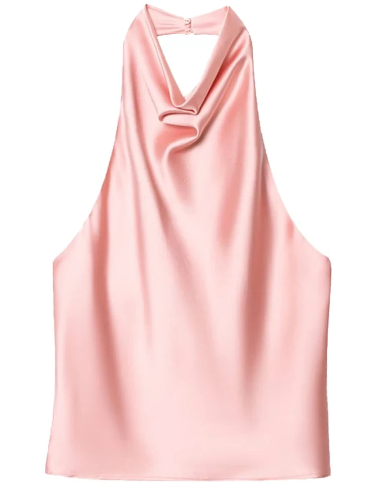 Satin Halter Corset Tank