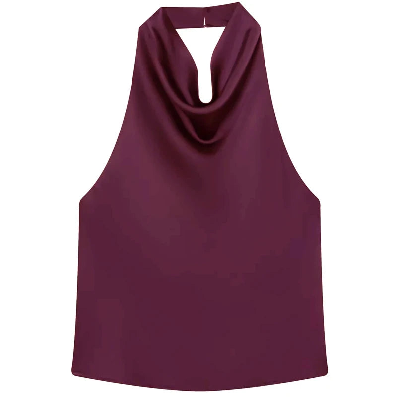 Satin Halter Corset Tank