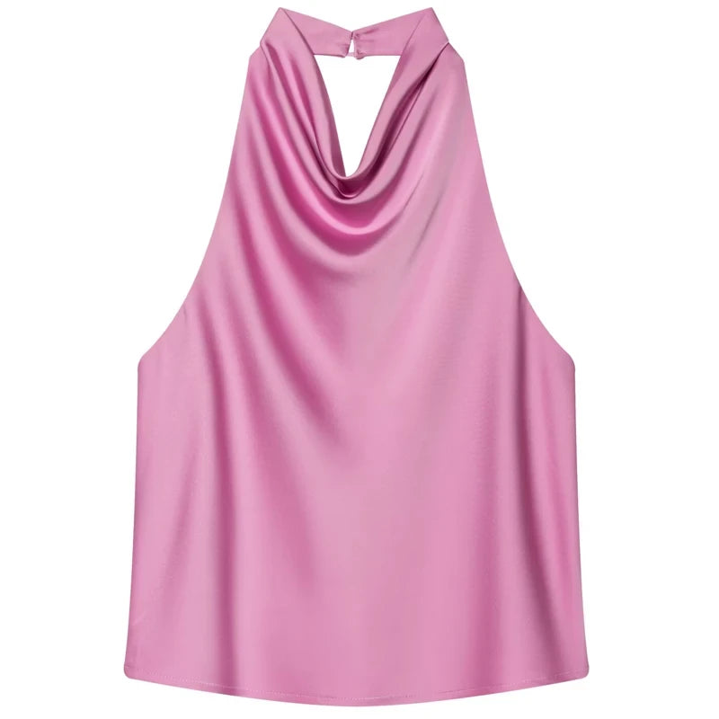 Satin Halter Corset Tank