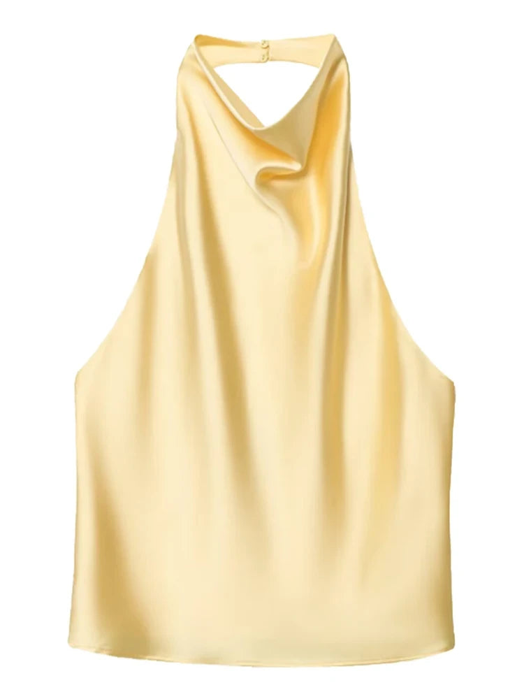 Satin Halter Corset Tank
